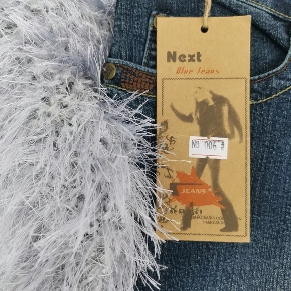 Next New Women's 13/14 Regular Boot Cut Blue Jeans Mid Rise with Embroidery - Picture 5 of 16